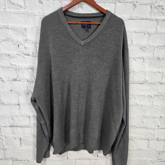 Saddlebred sweater top Sz 2XLT gray long sleeve v neck A33 - Picture 1 of 5